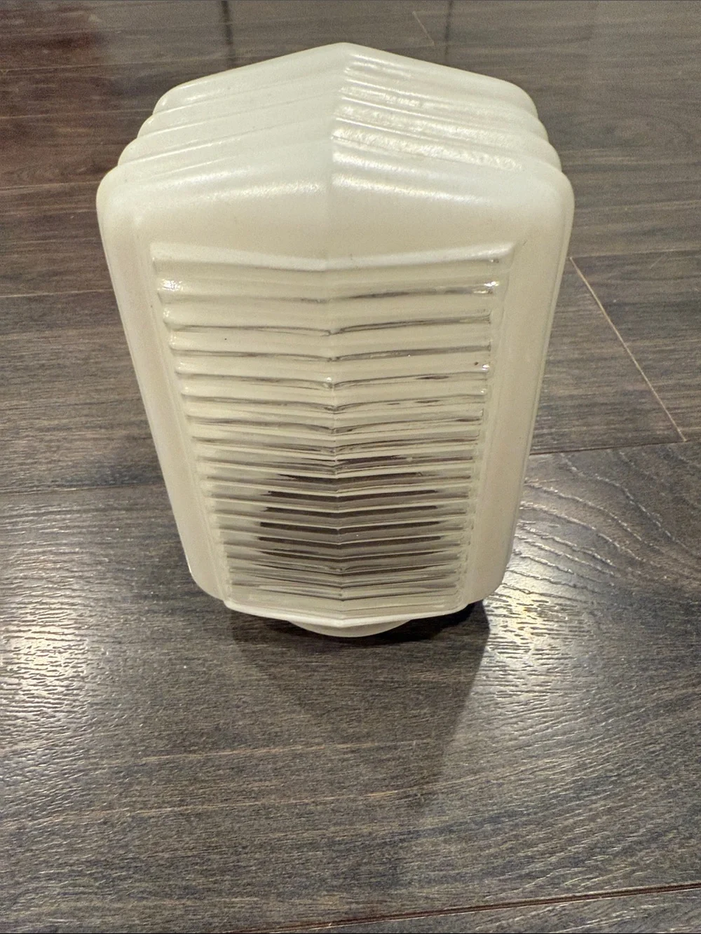 Vintage art deco milk glass skyscraper light fixture shade 8:5